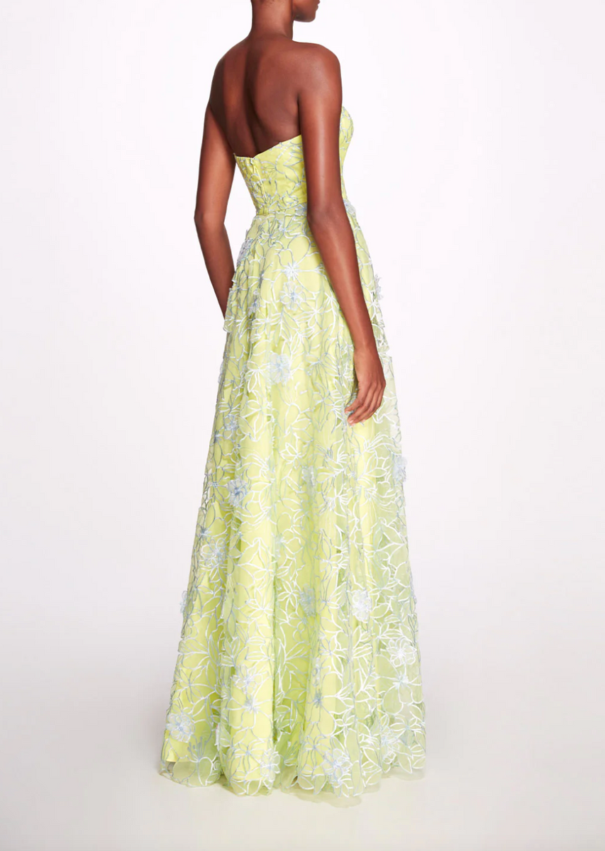 Marchesa Notte Chartreuse Dress  Green Eyed Daisy