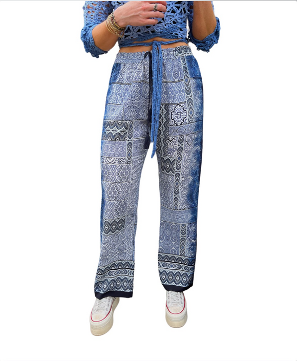 GoSilk Wide Angle Printed Pant in Moroccantile