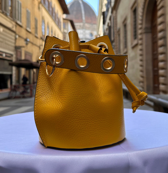 Italian Leather Bucket Bag Handmade