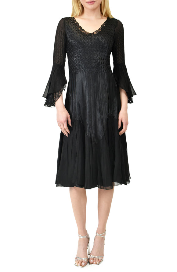 Komarov Bell Sleeve Short Black Dress
