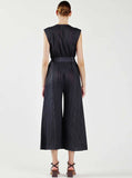 Current Air Pleated Sleeveless Button Front Jumpsuit