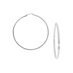 Marlyn Schiff Jewelry Large Pave Hoop Earrings