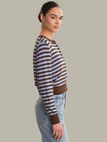 525 America Jordan: Striped Cropped Cardigan