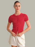 525 America Anna Short Sleeve Button Down Cardigan