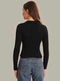 525 America Tabitha Crochet Collar Long Sleeve Henley Top