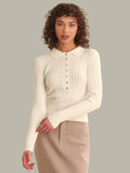 525 America Tabitha Crochet Collar Long Sleeve Henley Top