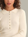 525 America Tabitha Crochet Collar Long Sleeve Henley Top