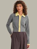 525 America Priscilla Faux Double Layer Polo Cardigan