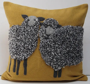 Natural Habitat Mustard Sheep Duo Pillow