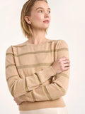 BRODIE Simone Lurex Stripe Cashmere Crew Neck Sweater