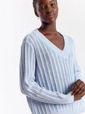 BRODIE Twist Yarn Ladder V Neck Sweater