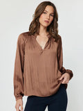 Current Air Pleated Long Sleeve Blouse