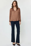 Current Air Pleated Long Sleeve Blouse