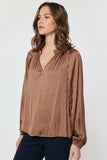 Current Air Pleated Long Sleeve Blouse