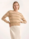 BRODIE Simone Lurex Stripe Cashmere Crew Neck Sweater