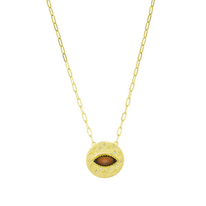 Marlyn Schiff Jewelry Small Mood Stone Medallion Necklace