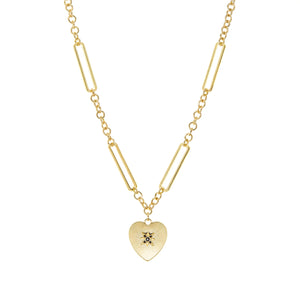 Marlyn Schiff Jewelry Etched Heart Pendant Necklace