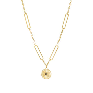 Marlyn Schiff Jewelry Gold Link Chain Necklace with Disc Pendant