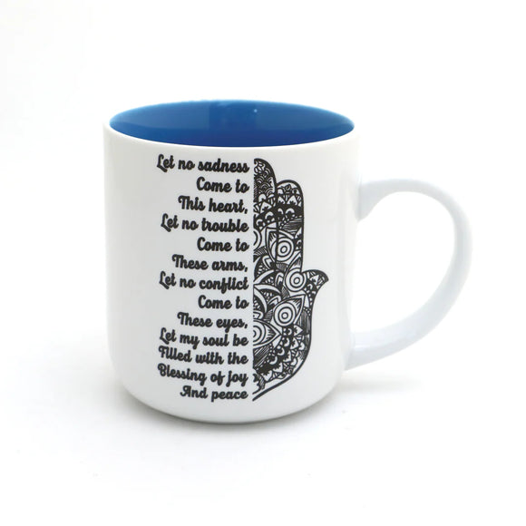 Lenny Mud Hamsa Blessing mug, Judaica by Lorrie Veasey