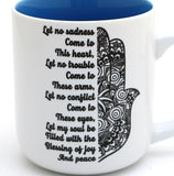 Lenny Mud Hamsa Blessing mug, Judaica by Lorrie Veasey