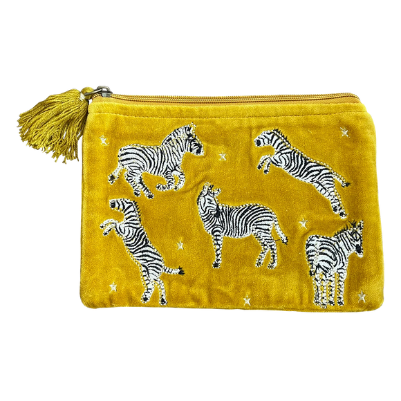 Chloe & Lex Zebra Embroidered Yellow Purse