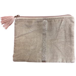 Chloe & Lex Velvet Soft Beige Pouch