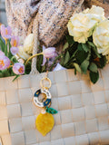 Solar Eclipse Hand-painted Lemon Bag Charm + Keychain | Eco-Friendly