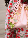 Solar Eclipse Hand-painted Vintage Tulips Bag Charm + Keychain