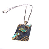 Bora Sterling Triple Turquoise Gold Plating Detailing Necklace