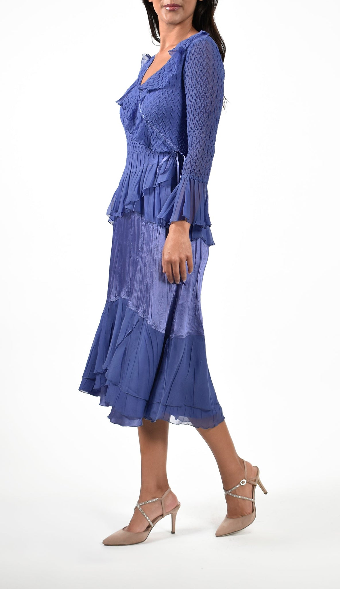Komarov 3/4 Sleeves Faux Wrap Dress L Komarov 3/4 Sleeves Faux Wrap Dress L