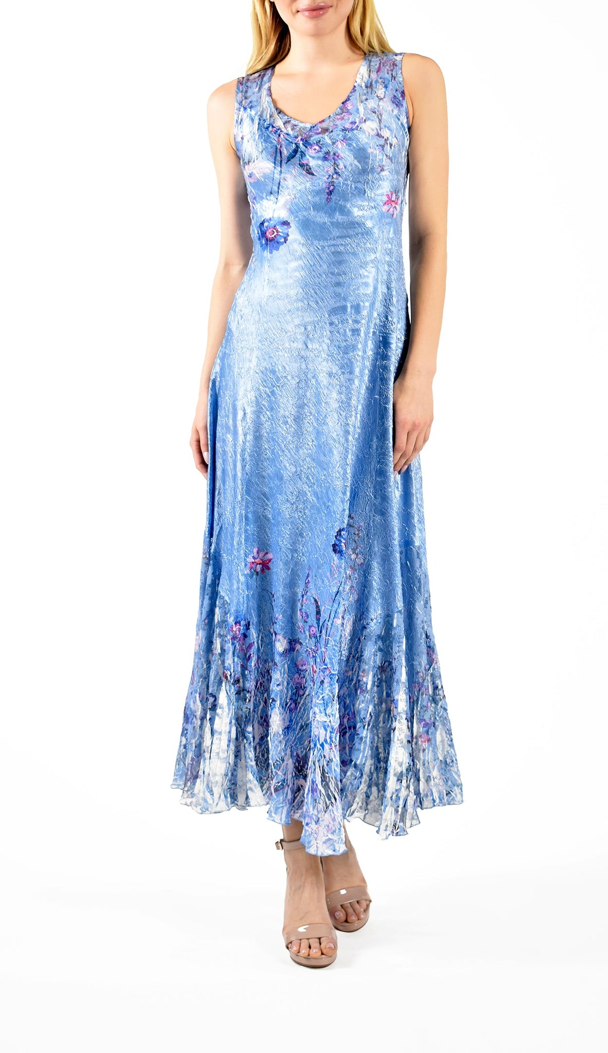 Komarov Sleeveless Long Dress in Climbing Blossom Green Eyed Daisy Komarov Sleeveless Long Dress in Climbing Blossom Green Eyed Daisy