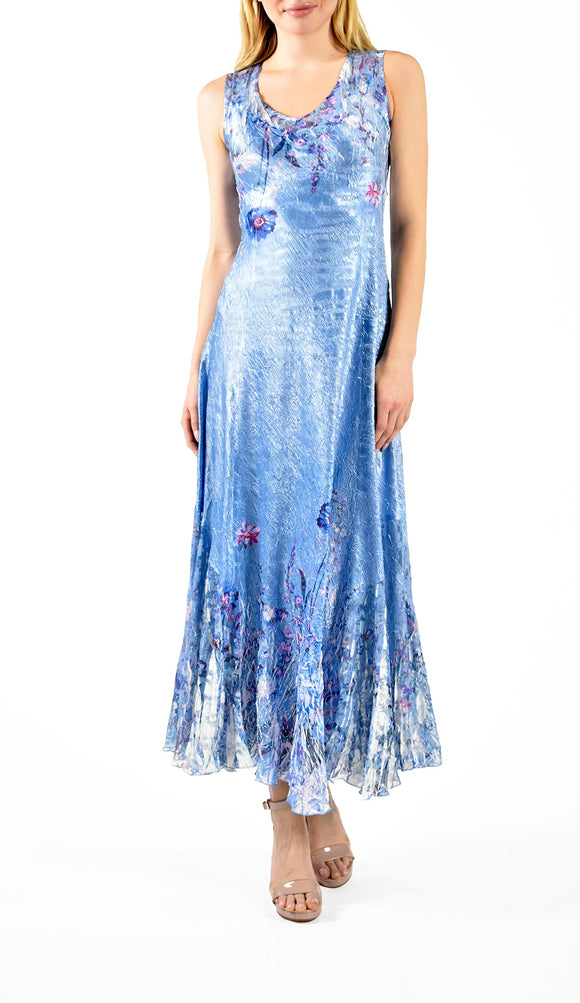 Komarov Sleeveless Long Dress in Climbing Blossom Green Eyed Daisy Komarov Sleeveless Long Dress in Climbing Blossom Green Eyed Daisy