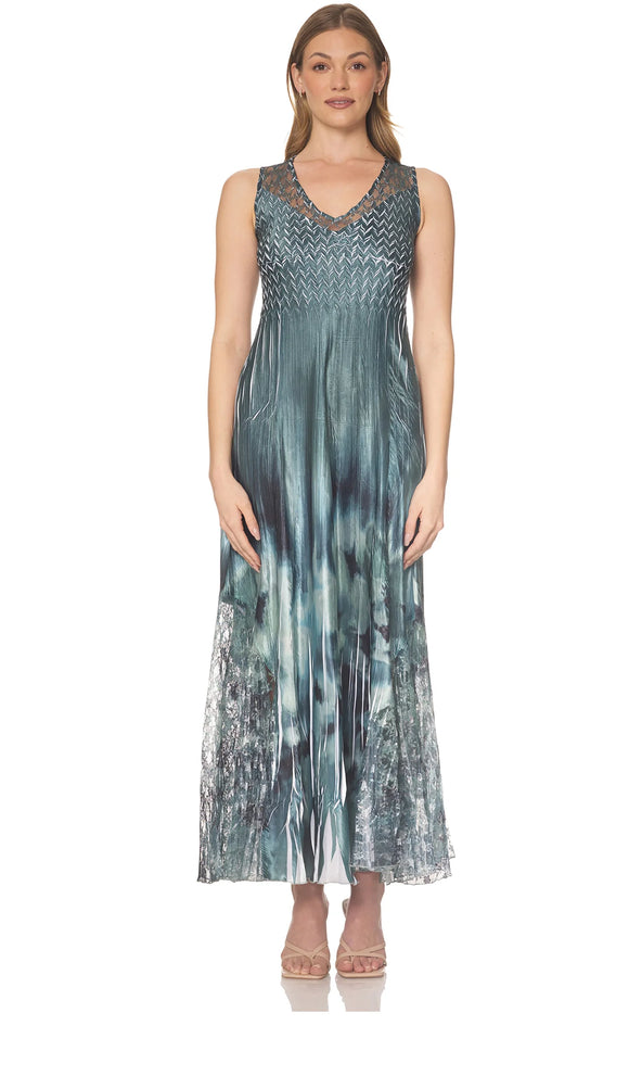 Komarov S/L Long Dress Shibori Sage