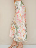 Milio Milano Watercolor Peony Print Maxi Skirt