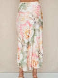 Milio Milano Watercolor Peony Print Maxi Skirt