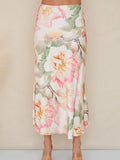 Milio Milano Watercolor Peony Print Maxi Skirt