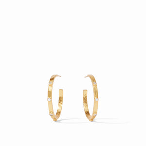 Julie Vos Crescent Stone Hoop Earrings Medium