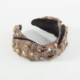 Soft Wide Side Raffia Rhinestone Bow Tie Headband