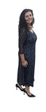 Komarov Chiffon Black Lace Dress