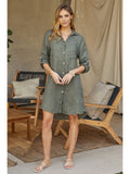 Milio Milano Italian Linen Button-Down Midi Dress