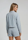 Marrakech Payson Stripe Denim Cotton Crop Jacket
