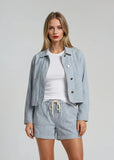 Marrakech Payson Stripe Denim Cotton Crop Jacket