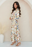 Milio Milano Floral Print Maxi Dress With Tie Belt
