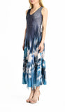 Komarov V-Neck Side Slit Printed Dress