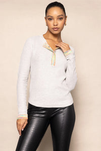 Lisa Todd Double Track Henley Platinum Sweater