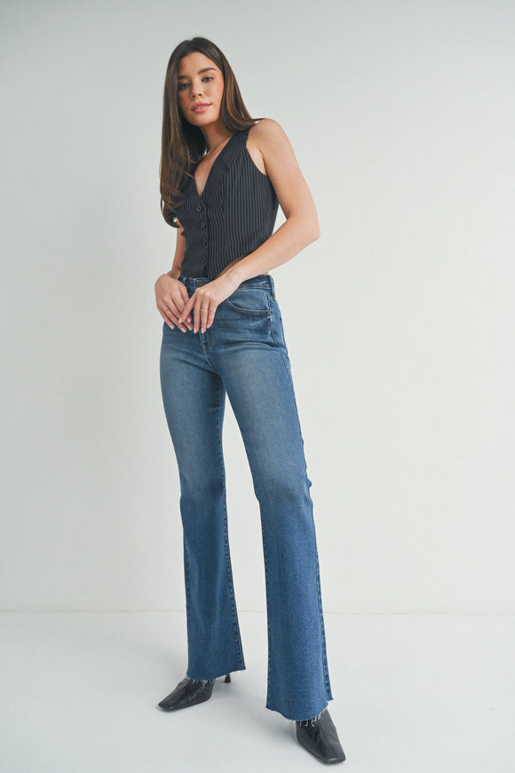 Just Black Denim Mid-Rise Straight Bootcut Jeans