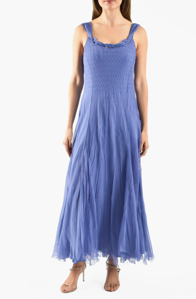 Komarov Charmeuse & Chiffon Maxi Cocktail Dress in Fregatta Blue at Nordstrom, Size Medium Komarov Charmeuse & Chiffon Maxi Cocktail Dress in Fregatta Blue at Nordstrom, Size Medium