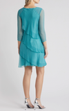 Komarov Tiered Chiffon Cocktail Dress