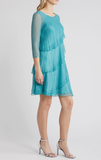 Komarov Tiered Chiffon Cocktail Dress