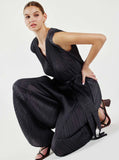 Current Air Pleated Sleeveless Button Front Jumpsuit